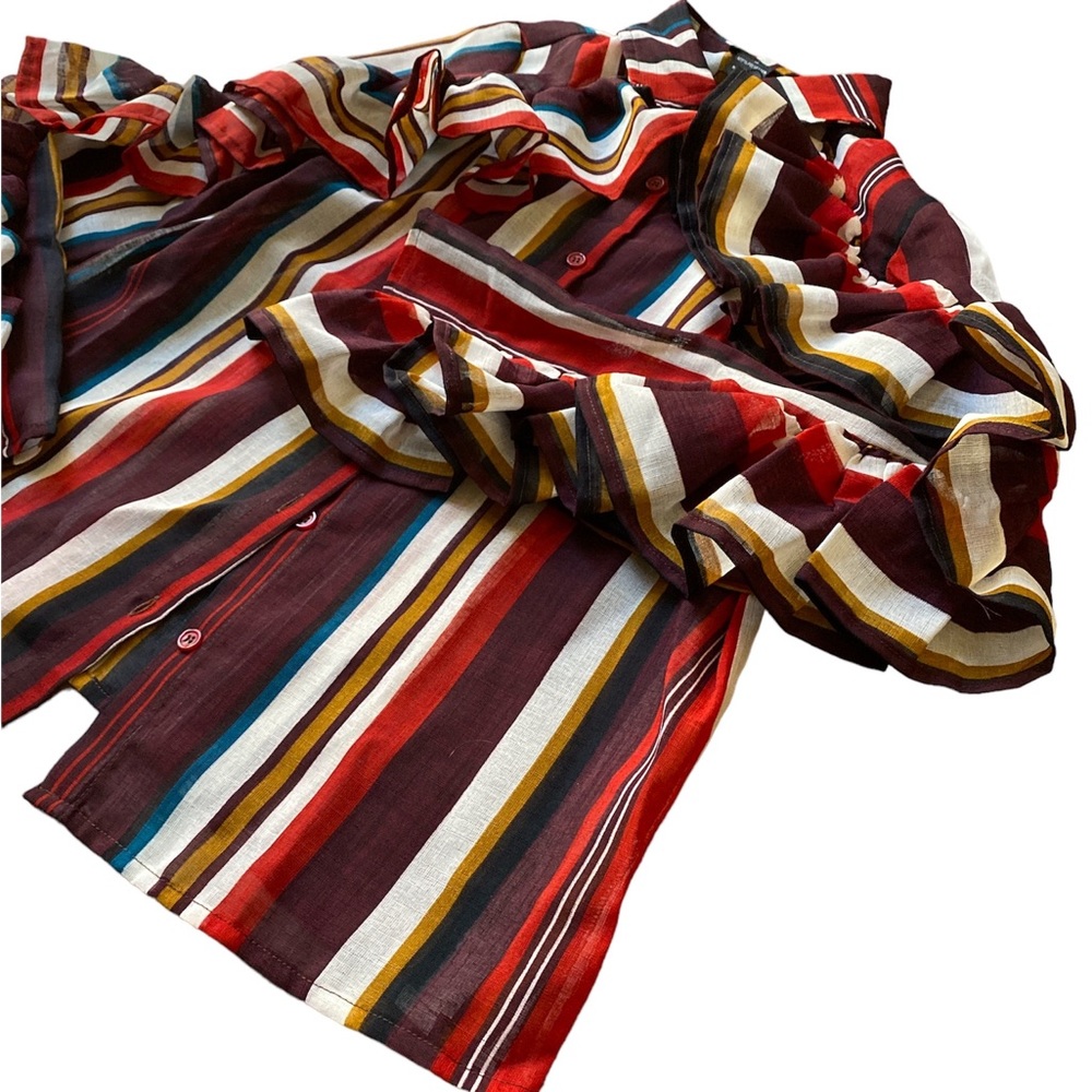 NWT. GRACIA Multi Color Ruffle Top - Picture 4 of 8